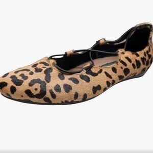 Earthies Essen Womens 9 Ballet Flats Shoes Leopard Leather Calf Hair Brown Black